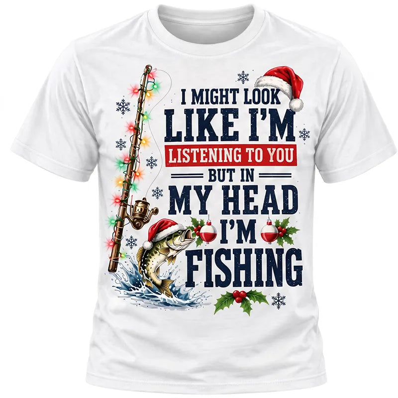 Funny Christmas Fishing Santa Fish Holiday T-Shirt