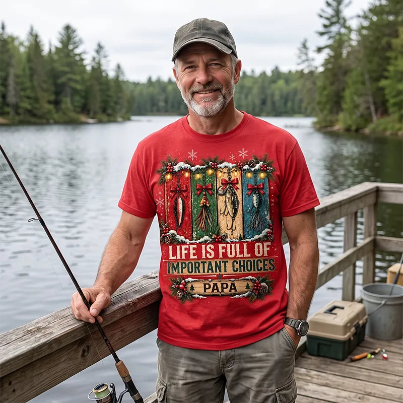 Funny Fishing Christmas Gift Boxes Personalized Name T-Shirt
