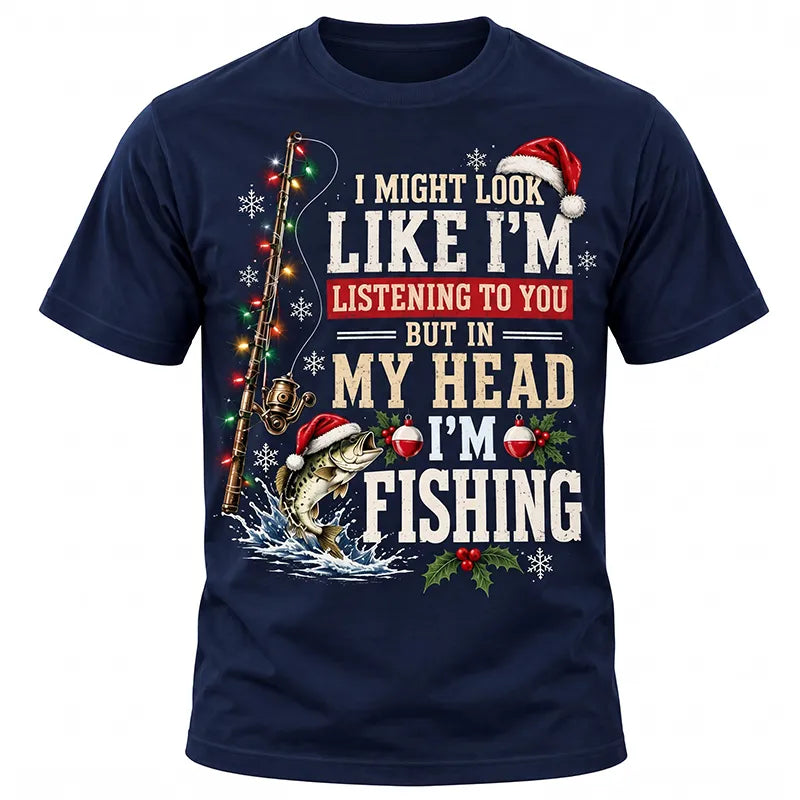 Funny Christmas Fishing Santa Fish Holiday T-Shirt
