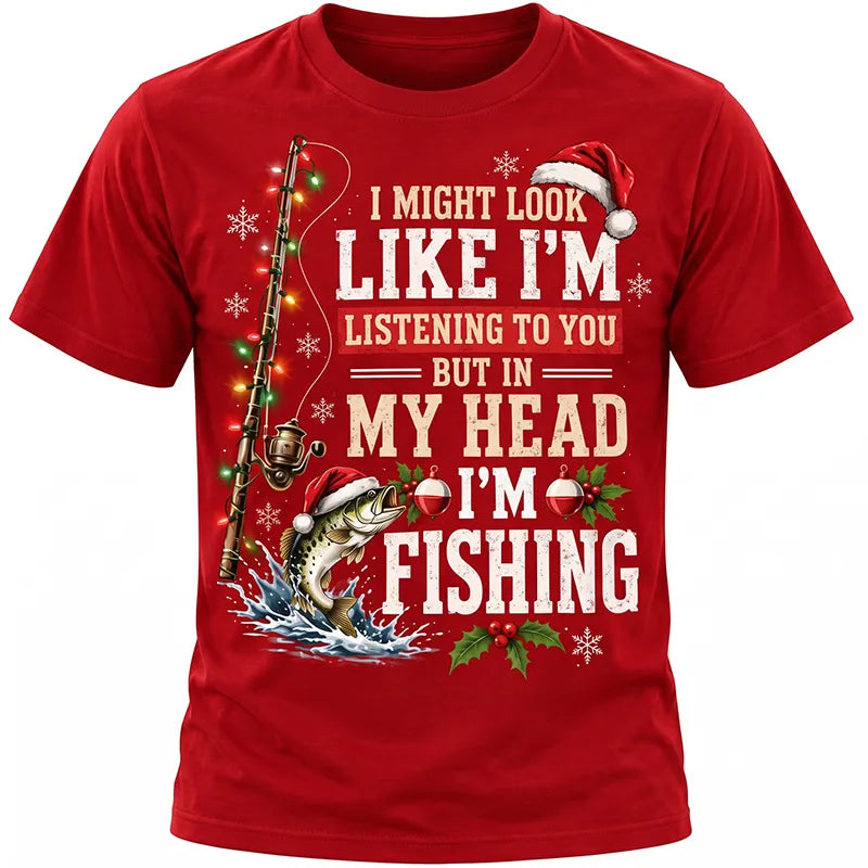 Funny Christmas Fishing Santa Fish Holiday T-Shirt