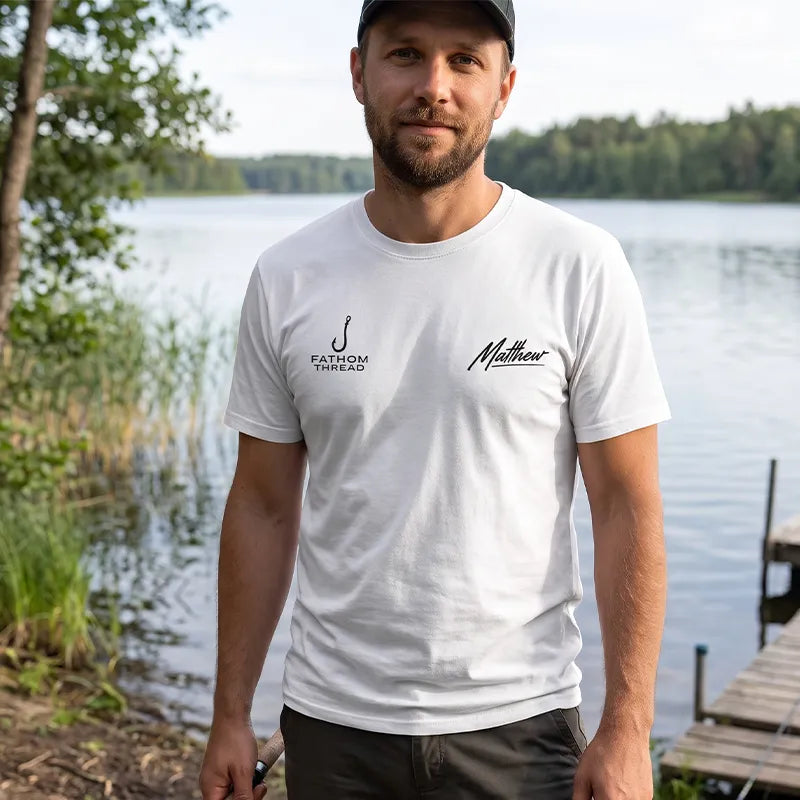 Personalized Fishing Cast Reel Repeat Black T-Shirt