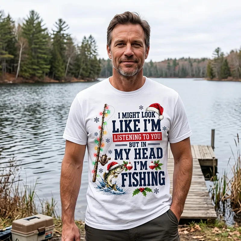 Funny Christmas Fishing Santa Fish Holiday T-Shirt