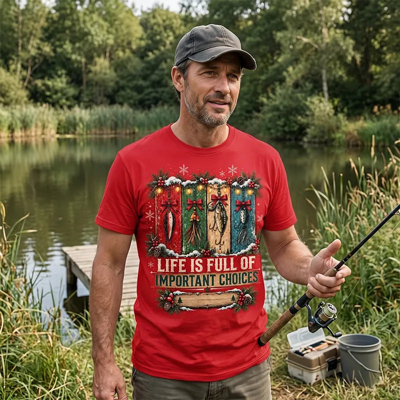 Funny Fishing Christmas Gift Boxes Personalized Name T-Shirt