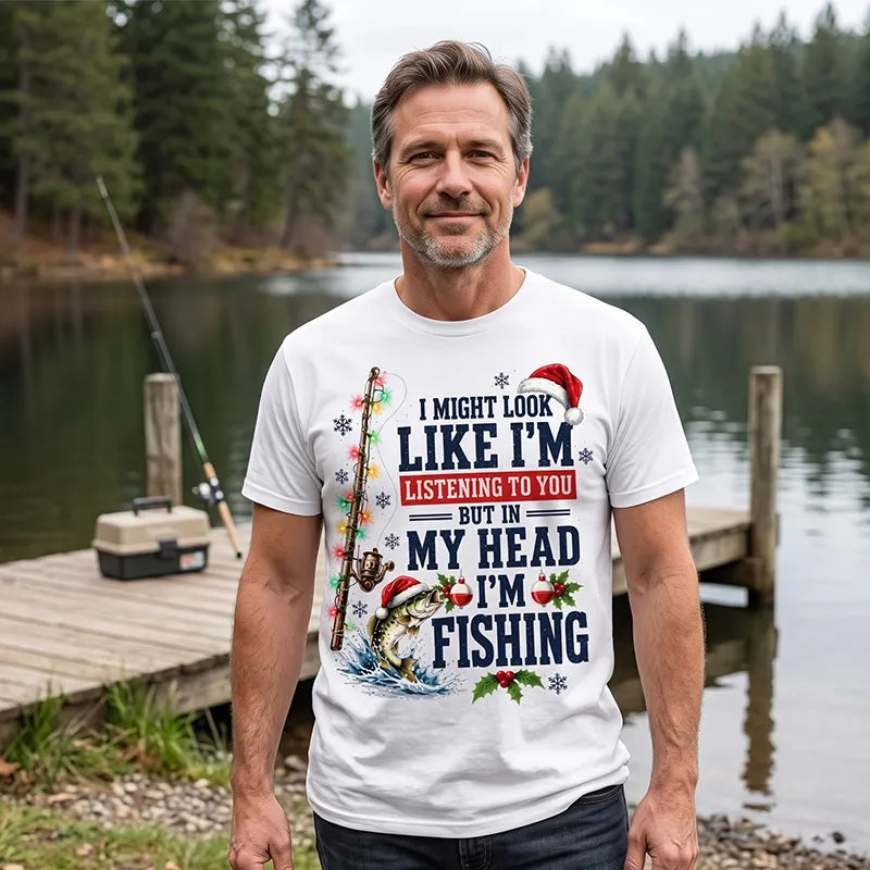 Funny Christmas Fishing Santa Fish Holiday T-Shirt