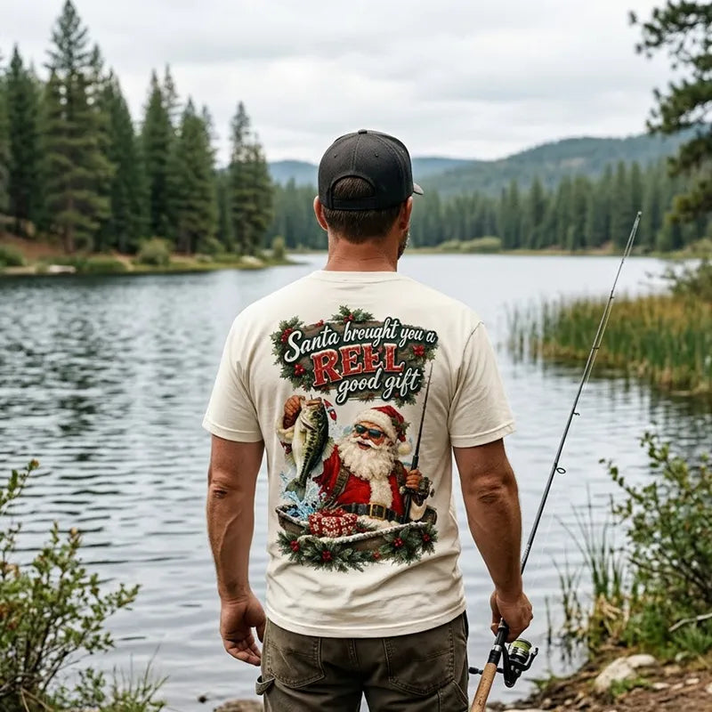 Santa REEL Good Gift Fishing Christmas T-Shirt