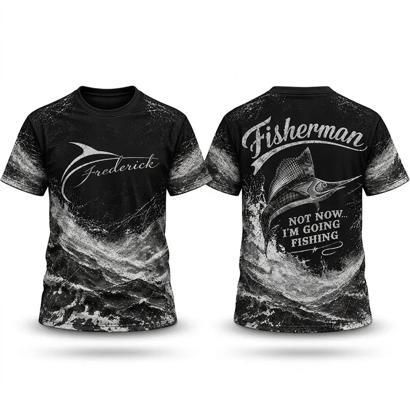 Personalized Sailfish Fisherman Not Now I'm Going Fishing T-Shirt