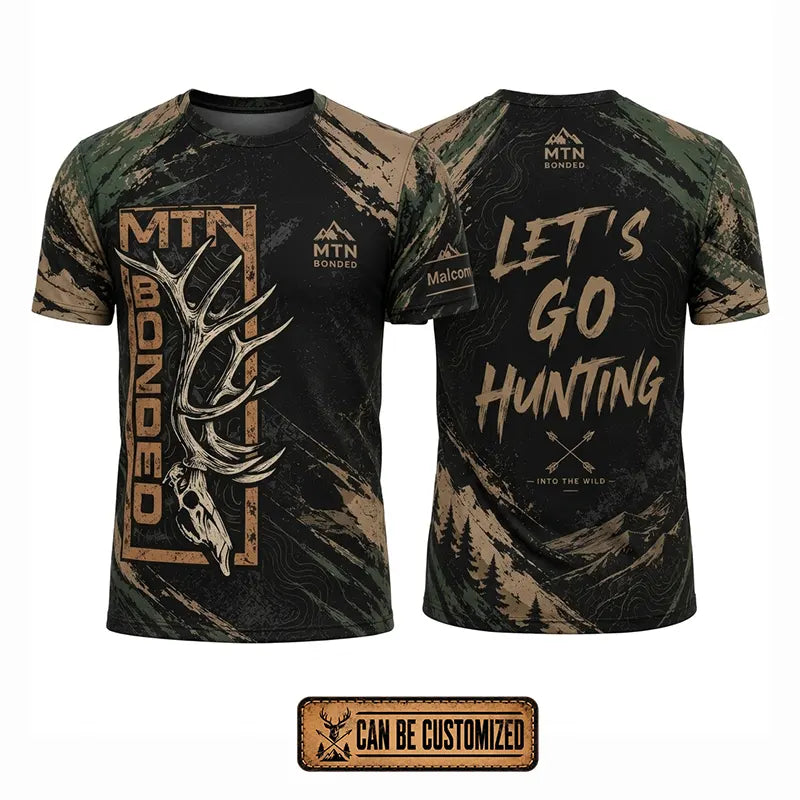 Personalized MTN Bonded Let's Go Hunting Camo T-Shirt