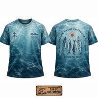 Personalized Romans 12:2 Christian Ocean Fishing T-Shirt