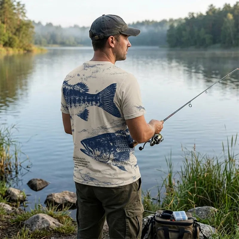 Fathom Thread Gyotaku Bass Fishing T-Shirt