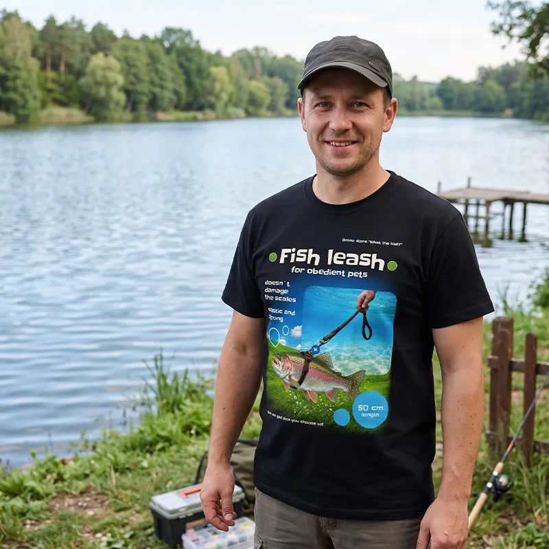 Funny Rainbow Trout Fish Leash Fishing T-Shirt