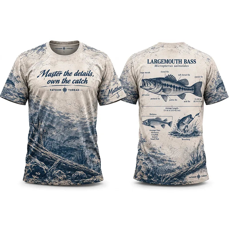 Personalized Fathom Thread Custom Largemouth Bass Anatomy Fishing T-Shirt