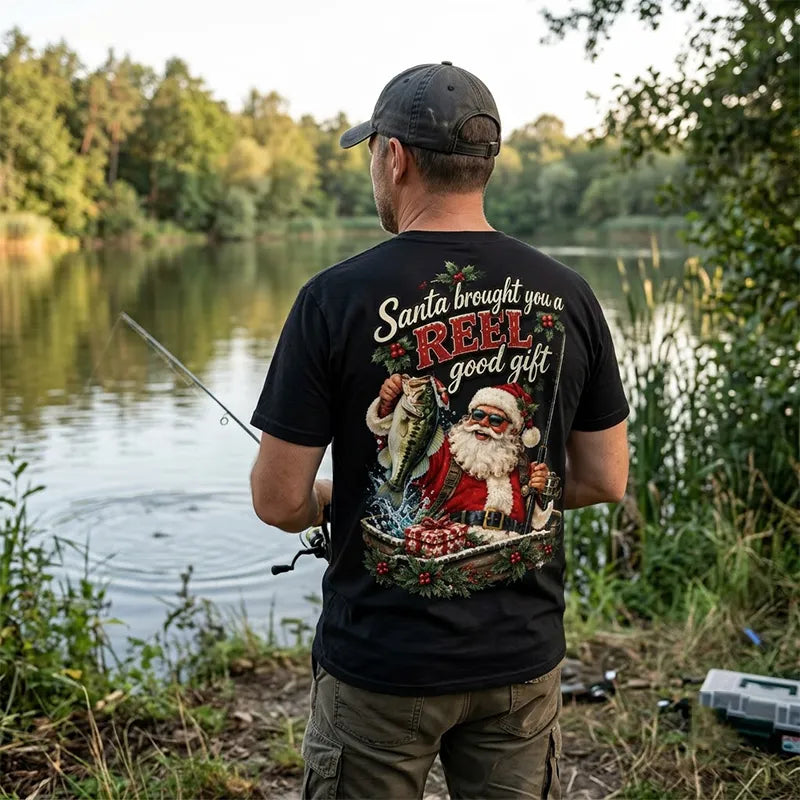 Santa REEL Good Gift Fishing Christmas T-Shirt