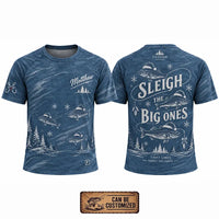 Personalized Sleigh the Big Ones Christmas Fishing T-Shirt