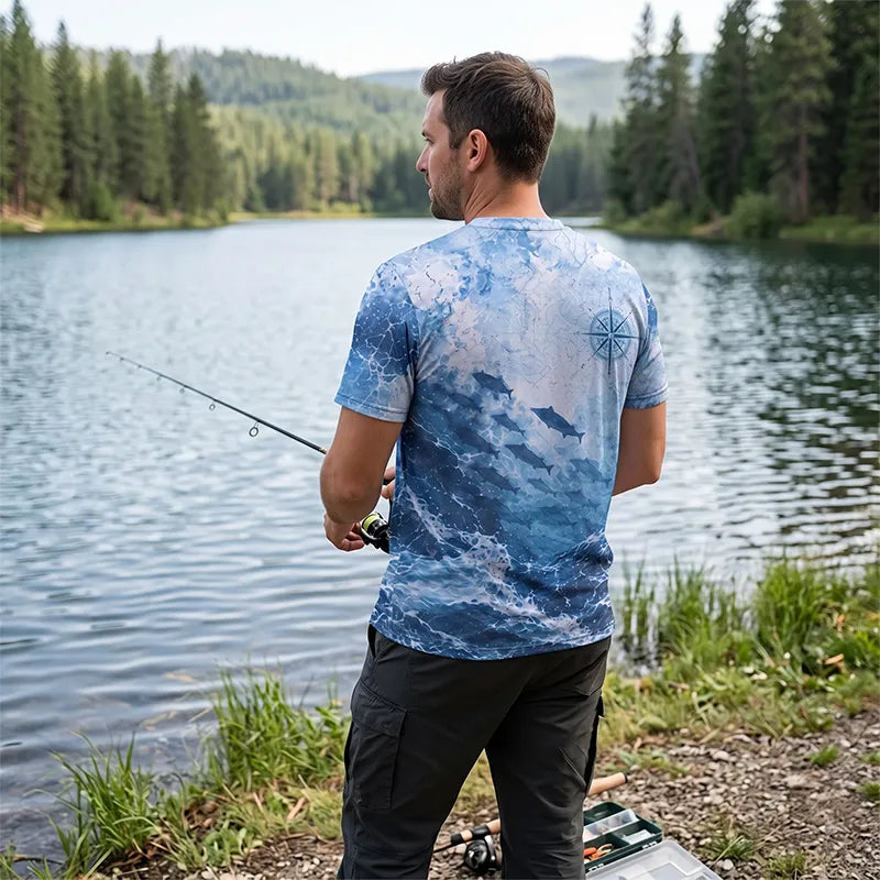 Ocean Waves Swordfish Personalized Fishing T-Shirt