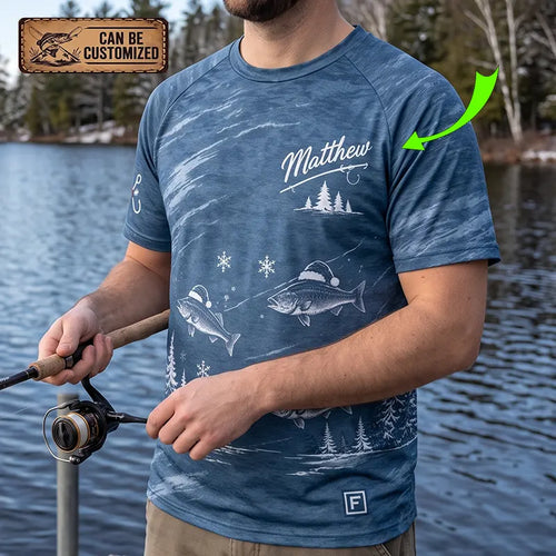 Personalized Sleigh the Big Ones Christmas Fishing T-Shirt