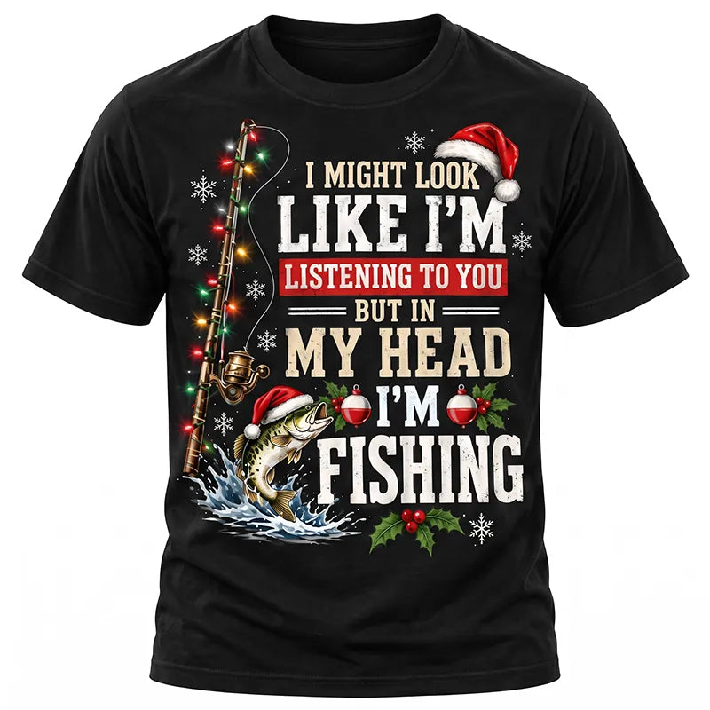 Funny Christmas Fishing Santa Fish Holiday T-Shirt