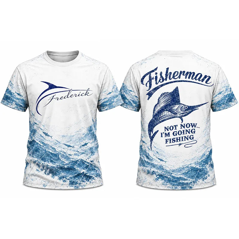 Personalized Sailfish Fisherman Not Now I'm Going Fishing T-Shirt
