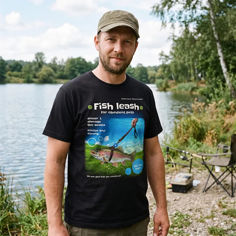 Funny Rainbow Trout Fish Leash Fishing T-Shirt