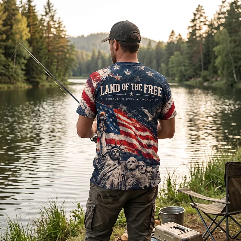 Personalized Land Of The Free Bald Eagle American Flag T-Shirt