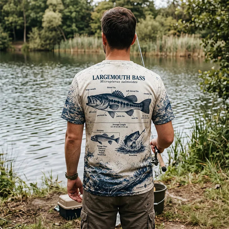 Personalized Fathom Thread Custom Largemouth Bass Anatomy Fishing T-Shirt