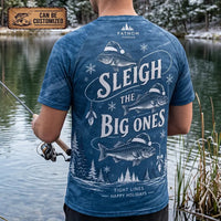Personalized Sleigh the Big Ones Christmas Fishing T-Shirt