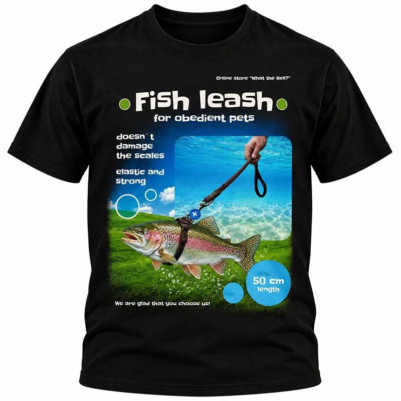 Funny Rainbow Trout Fish Leash Fishing T-Shirt