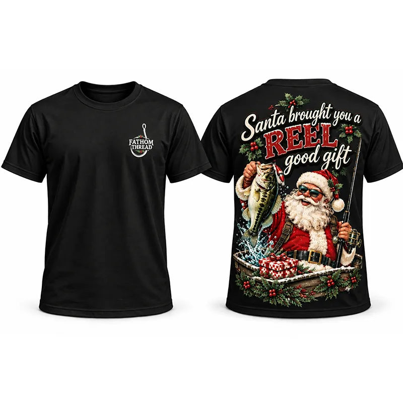 Santa REEL Good Gift Fishing Christmas T-Shirt