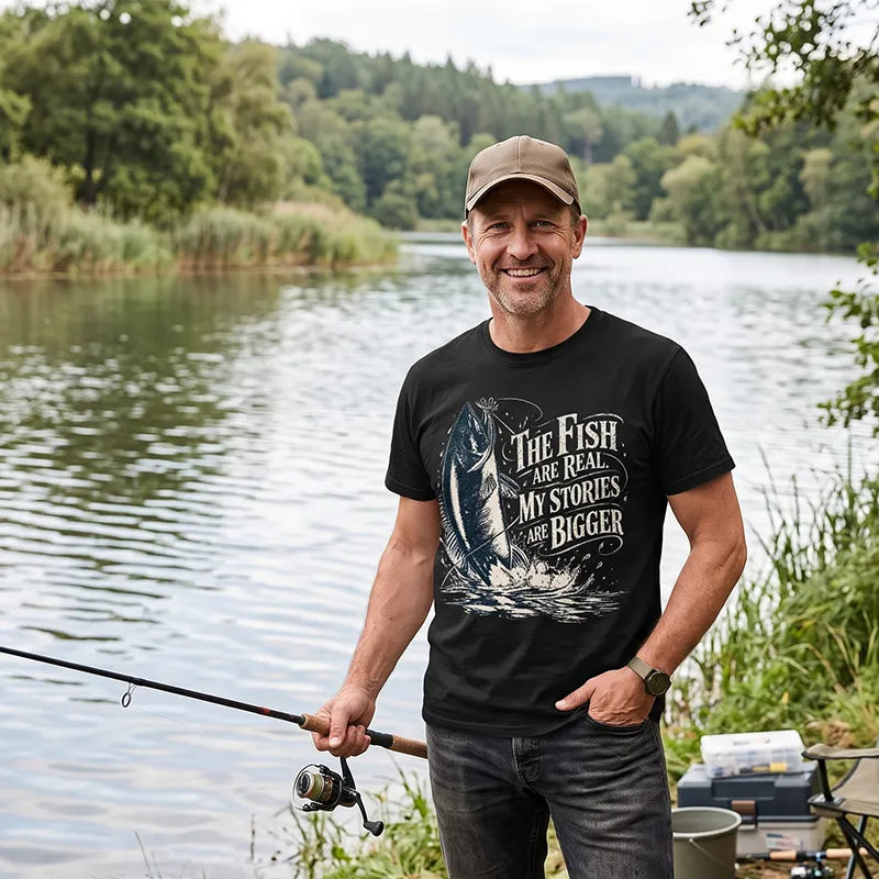 The Fish Are Real My Stories Are Bigger Fishing T-Shirt