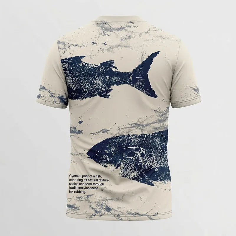 Fathom Thread Gyotaku Fishing Art Outdoor Sports T-Shirt