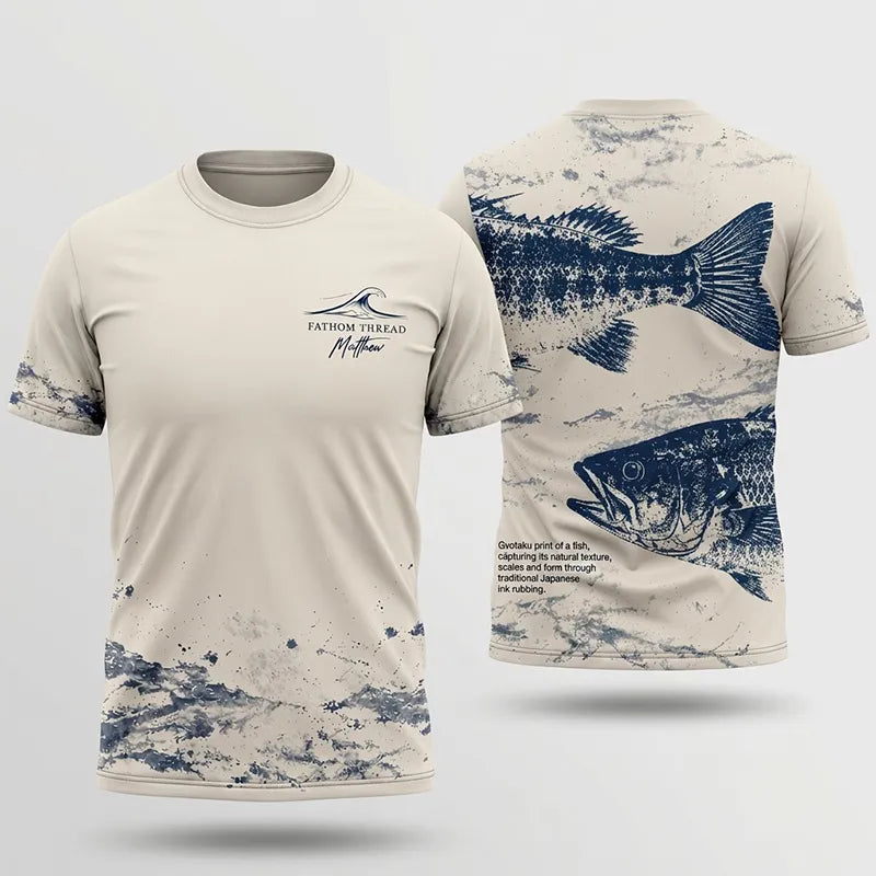 Fathom Thread Gyotaku Bass Fishing T-Shirt