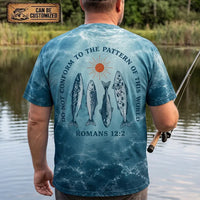 Personalized Romans 12:2 Christian Ocean Fishing T-Shirt