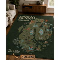 Personalized Acadia National Park Map Vintage Cabin Rug