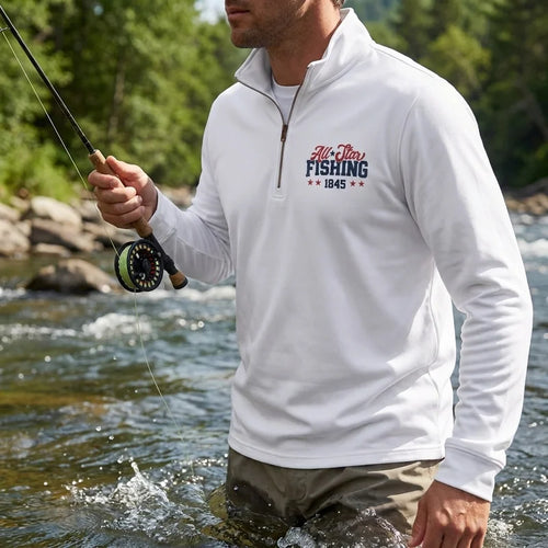 Personalized All-Star Fishing Vintage Zip Long Sleeve Shirt