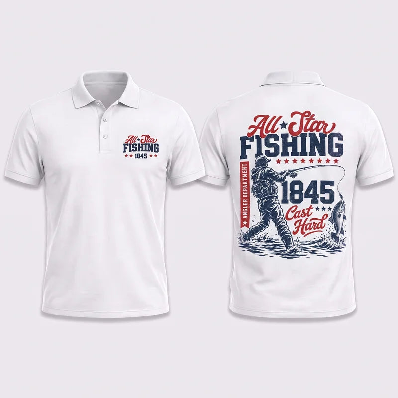 Personalized All-Star Fishing Vintage Polo Shirt