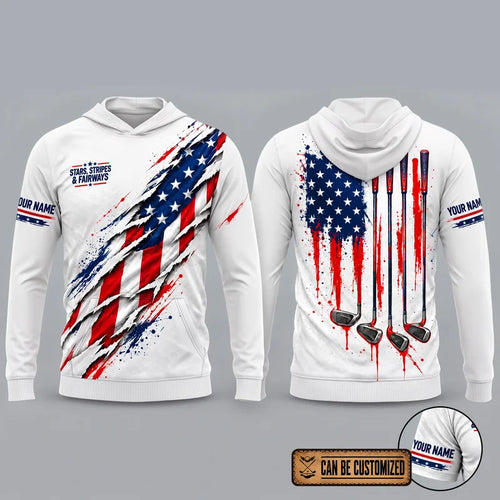 Personalized Stars Stripes & Fairways Golf Hoodie