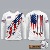 Personalized Stars Stripes & Fairways Golf Long Sleeve Shirt