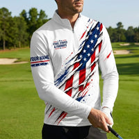 Personalized Stars Stripes & Fairways Golf Zip Long Sleeve Shirt