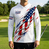 Personalized Stars Stripes & Fairways Golf Hooded Long Sleeve Shirt