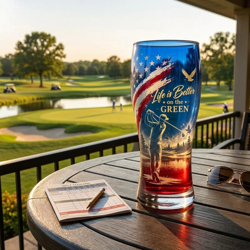 Life Is Better on the Green Patriotic Golf Drinking Glass