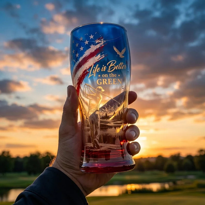 Life Is Better on the Green Patriotic Golf Drinking Glass