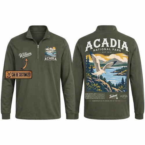 Personalized Acadia National Park Est 1916 Zip Long Sleeve Shirt