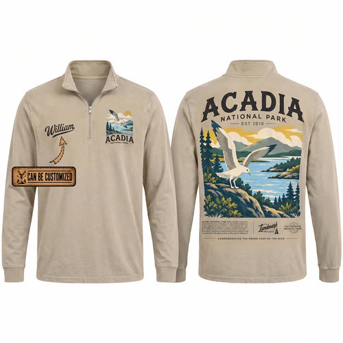 Personalized Acadia National Park Est 1916 Zip Long Sleeve Shirt