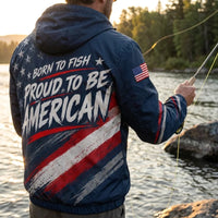 Personalized Born To Fish Proud To Be American Windbreaker Jacket