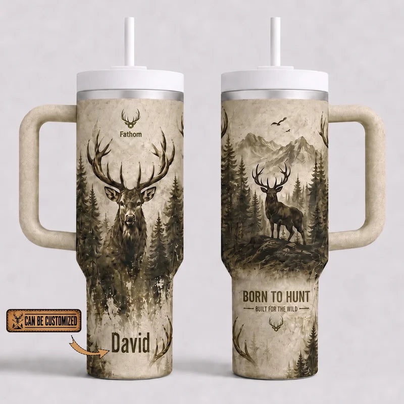Born To Hunt Built For The Wild Deer Hunting 40oz Handled Tumbler