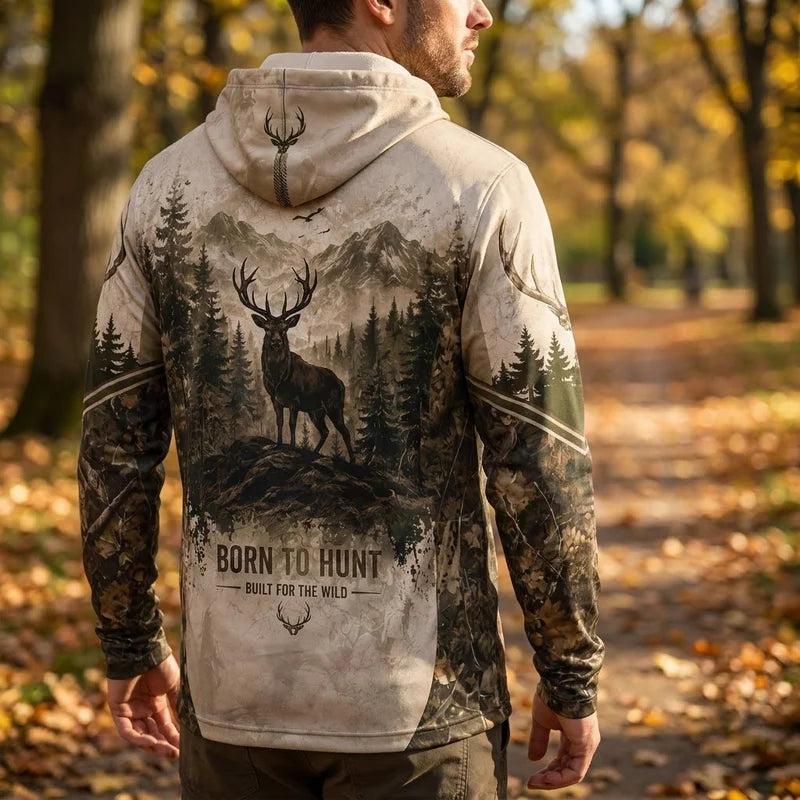 Born To Hunt Built For The Wild Deer Hunting Hooded Long Sleeve Shirt