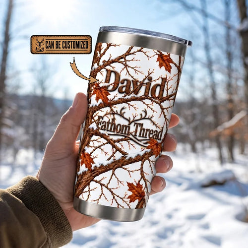 Fathom Thread Built for the Wild Personalized Winter Camo Tumbler