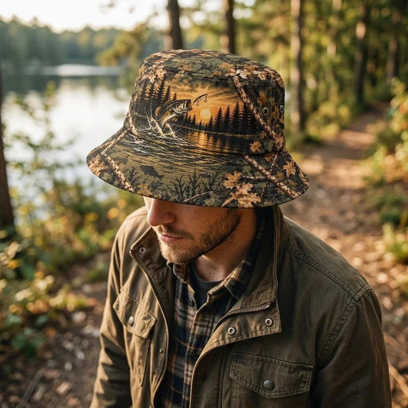 Fathom Thread Outdoor Angler Custom Bass Camo Fishing Bucket Hat