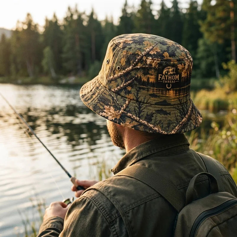 Fathom Thread Outdoor Angler Custom Bass Camo Fishing Bucket Hat