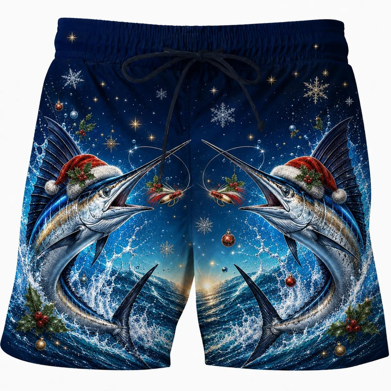 Personalized Christmas Ocean Catch 3D Shorts