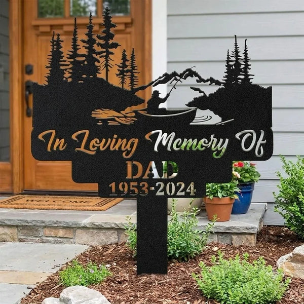 Personalized In Loving Memory Dad Fishing Memorial Metal Sign